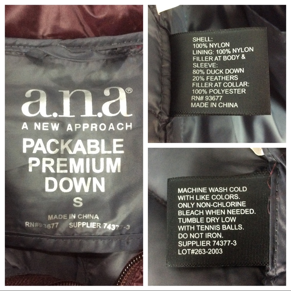 A.N.A. Packable Down Jacket, Size S - Picture 16 of 16